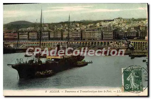 Cartes postales ALGER panorama et transatlantique dans le port
