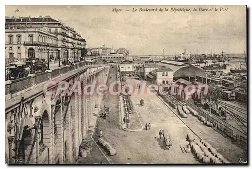 Ansichtskarte AK ALGER boulevard de la R�publique la gare et le port