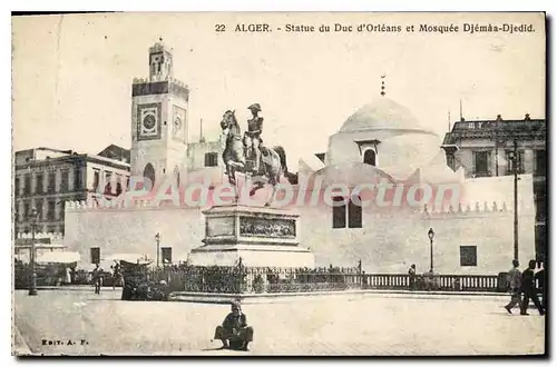 Ansichtskarte AK ALGER mosqu�e Dj�m�a-Djedid et statue du duc d'Orl�ans