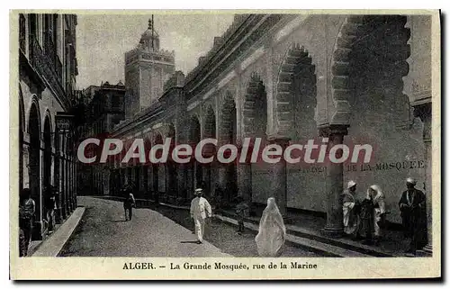 Cartes postales ALGER grande Mosqu�e rue de la marine