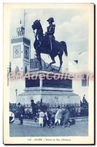 Cartes postales ALGER statue du Duc d'Orl�ans