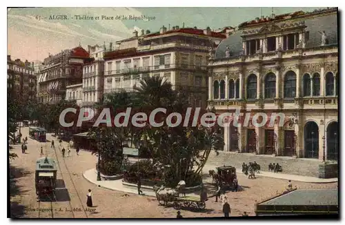 Cartes postales ALGER th��tre et place de la R�publique