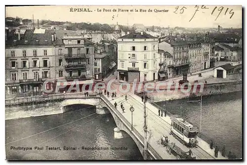 Cartes postales Epinal Le Pont De Pierre Et La Rue Du Quartier