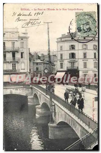 Ansichtskarte AK Epinal Le Pont Et I'Entree De La Rue Leopold Bourg