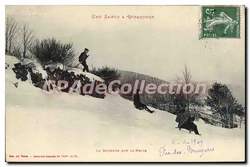 Cartes postales Gerardmer Une Saison glissade sur la neige luge ski