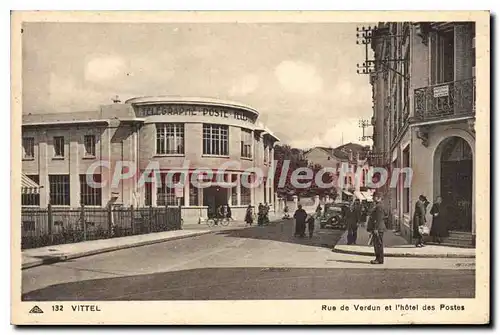 Cartes postales Vittel Rue De Verdun Et I'Hotel Des Postes