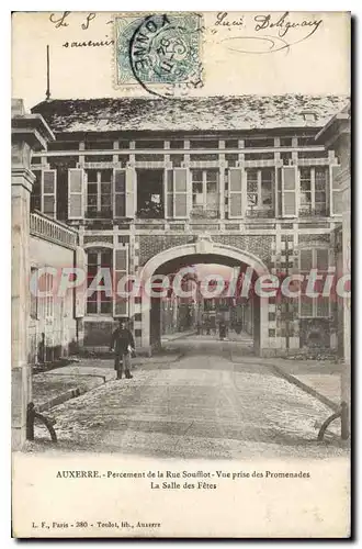 Cartes postales Auxerre Percement De La Rue Souffiot Vue Prise Des Promenades salle des f�tes