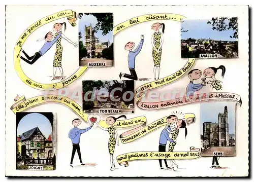 Cartes postales moderne bon Souvenir De I'Yonne au cou de ma l'Yonne