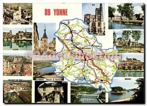 Moderne Karte Yonne Auxerre carte touristique vues diverses