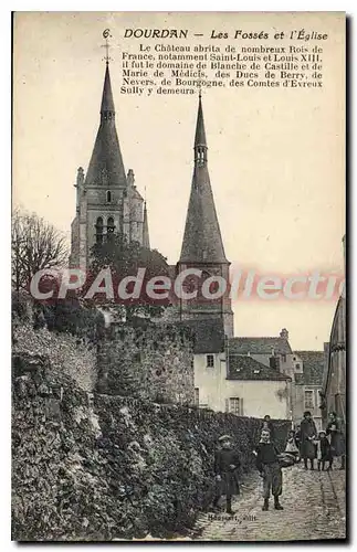 Ansichtskarte AK Dourdan Les Fosses Et I'Eglise Le Ch�teau