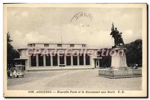 Ansichtskarte AK Asnieres Nouvelle Poste Et Le Monument Aux Morts