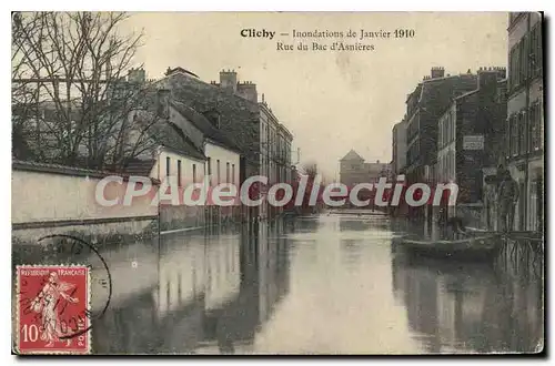 Cartes postales Clichy Inondatious De Janvier 1910 Rue Du Bac d'Asni�res