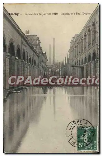 Cartes postales Clichy Innondations De Janvier 1910 imprimerie Paul Dupont