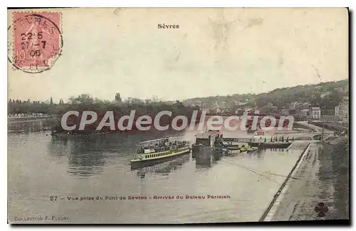 Cartes postales Sevres Vue Prise Du Pont De S�vres arriv�e du bateau parisien