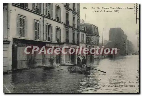 Cartes postales Levallois Perret rue Fazilleau innondation janvier 1910 La Banlieue Parisienne Innond�e