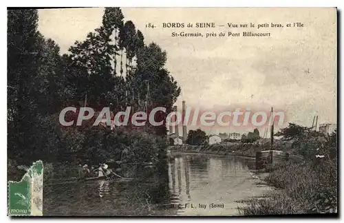 Cartes postales Bords De Seine Vue Sur Le Petit Bras Et I'Ile St-Germain pr�s du pont Billancourt