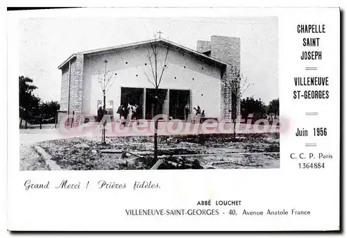 Cartes postales Villeneuve Saint Georges Avenue Anatole France chapelle saint Joseph juin 1956 abb� Louchet