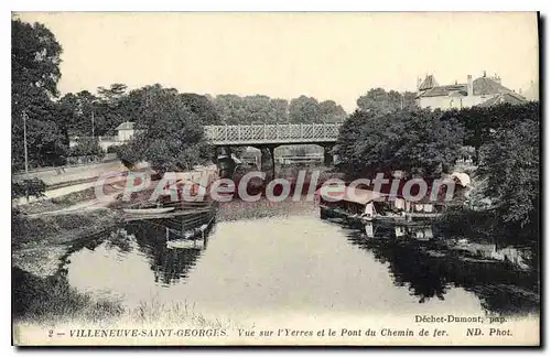 Cartes postales Villeneuve Saint Georges Vue Sur I'Yerres Et Le Pont Du Chemin de fer