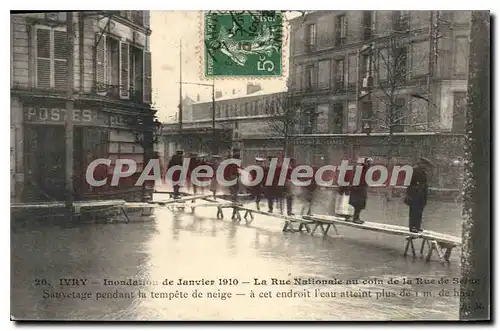 Cartes postales Ivry Inondation De Janvier 1910 La Rue Nationale Au Coin de la rue de Seine tempete de neige