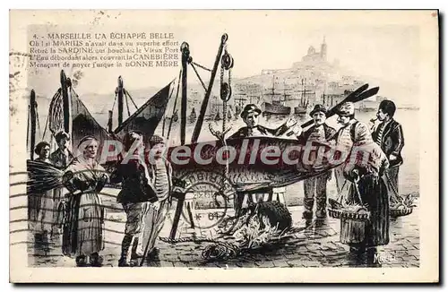 Cartes postales Marseillais La Echappe Belle Marius sardine