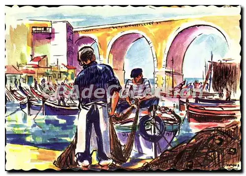 Cartes postales moderne Marseille Pecheurs Au Vallon Des Auffes illustrateur Georges Potier