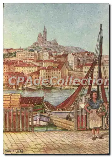 Cartes postales moderne Marseille Colline De Notre Dame de La Garde illustrateur TANNER 1939