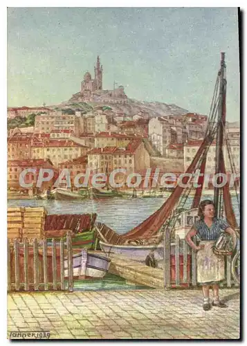 Cartes postales moderne Marseille Colline De Notre Dame de La Garde illustrateur TANNER 1939