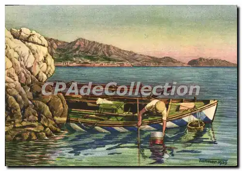 Cartes postales moderne Marseille La Corniche La Peche Aux Oursins illustrateur TANNER 1939