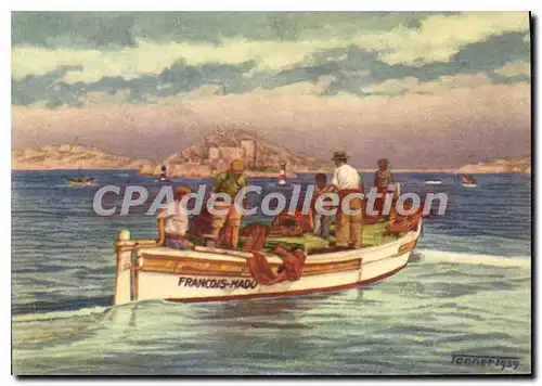 Cartes postales moderne Marseille Le Chateau d'if Sortie Des Pecheurs illustrateur TANNER 1939