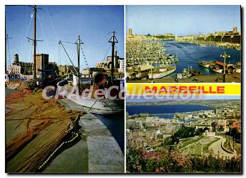 Cartes postales moderne Marseille Le Vieux Port Et Vue Panoramique Depuis