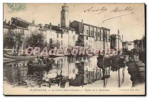 Cartes postales Martigues Le Canal Saint Sebastien Et I'Eglise De La Madeleine