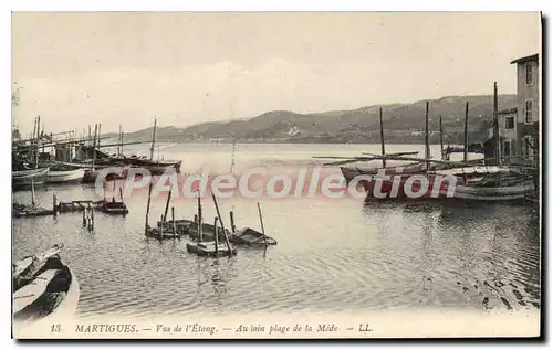 Cartes postales Martigues Vue De I'Etang Au Loin Plage De La Mede