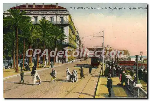 Cartes postales Alger Boulevard De La Republique Et Square Bresson