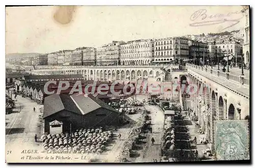Cartes postales Alger Le Boulevard De La R�publique et l'escalier de la p�cherie