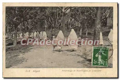 Cartes postales Alger Pelerinage De Mauresques Au Cimetiere