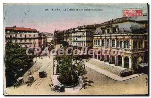 Ansichtskarte AK Alger Le Theatre Et Rue Dumont D'Urville