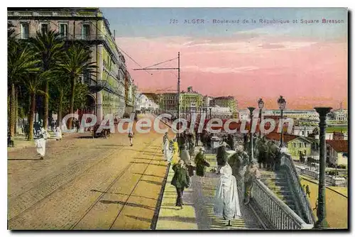 Cartes postales Alger Boulevard De La Republique Et Square Bresson