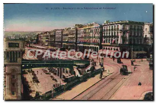 Cartes postales Alger Boulevard De La Republique Et Ascenseur