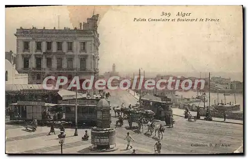 Cartes postales Alger Palais Consulaire Et Boulevard De France