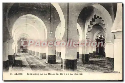 Cartes postales Alger Interieur De La Mosquee Rue De La Marine