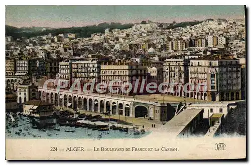 Cartes postales Alger Le Boulevard De France Et La Casbah