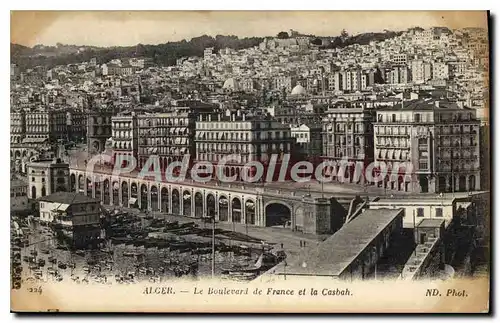 Cartes postales Alger Le Boulevard De France Et la Casbah