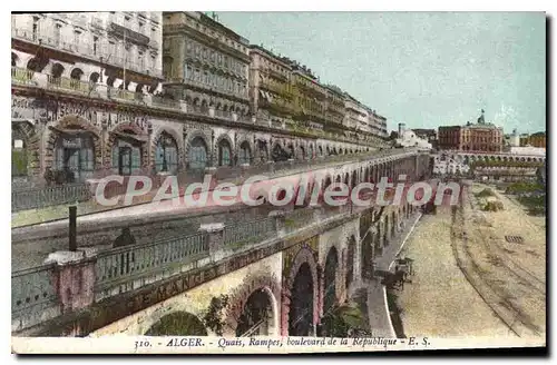 Cartes postales Alger Quais Rampes Boulevard De La Republique