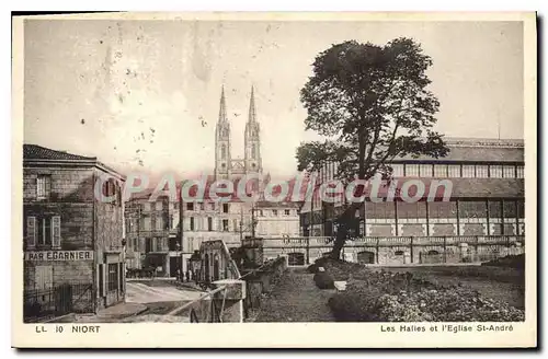 Cartes postales Niort Les Halles Et I'Eglise St Andre