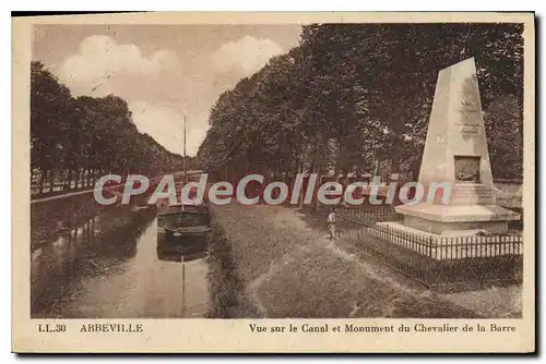 Cartes postales Abbeville Vue Sur Le Canal Et Monument Du Chevalier De La Barre