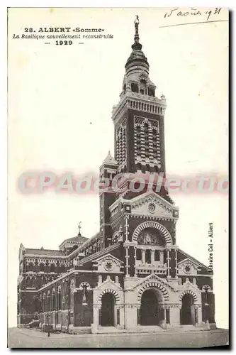 Cartes postales Albert La Basilique Nouvellement reconstruite 1929