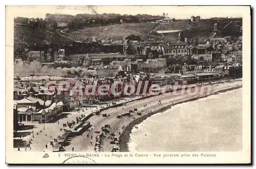 Cartes postales Mers Les Bains La Plage Et Le Casino Vue Generale Prise Des Falaises