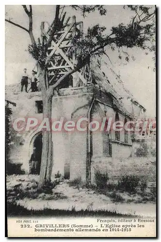 Cartes postales Grivillers L'Eglise Apres Les bombardements allemands