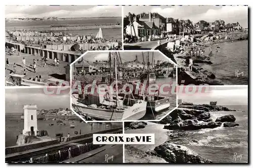 Cartes postales Croix De Vie La Plage La Pelle A Porteau Bateaux le port