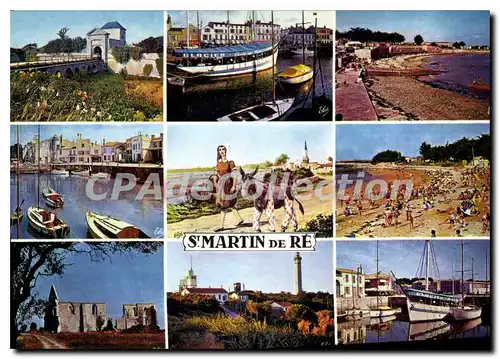 Cartes postales moderne Ile De Re flotte port �ne en culotte plage baleine �glise